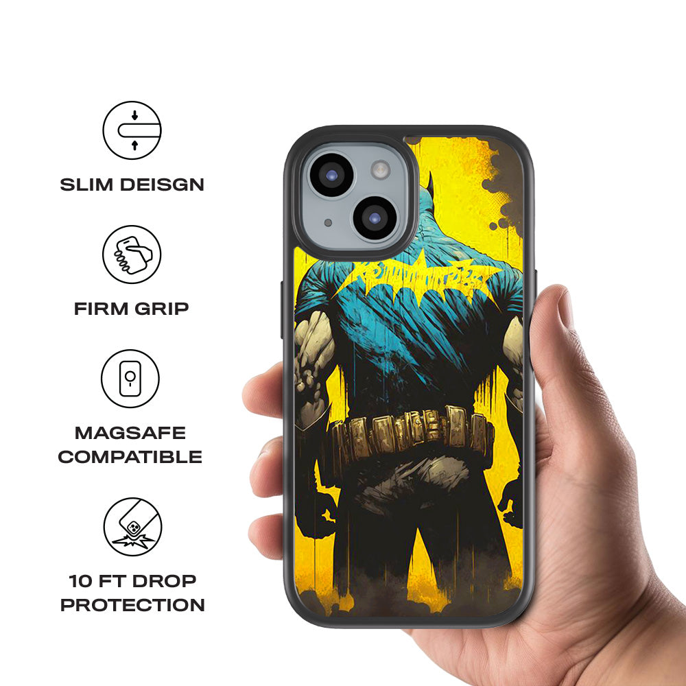 Batman Painted in Shadows Comics 3D Skin with Shockguard Armour Magsafe Case for Apple iPhone 15