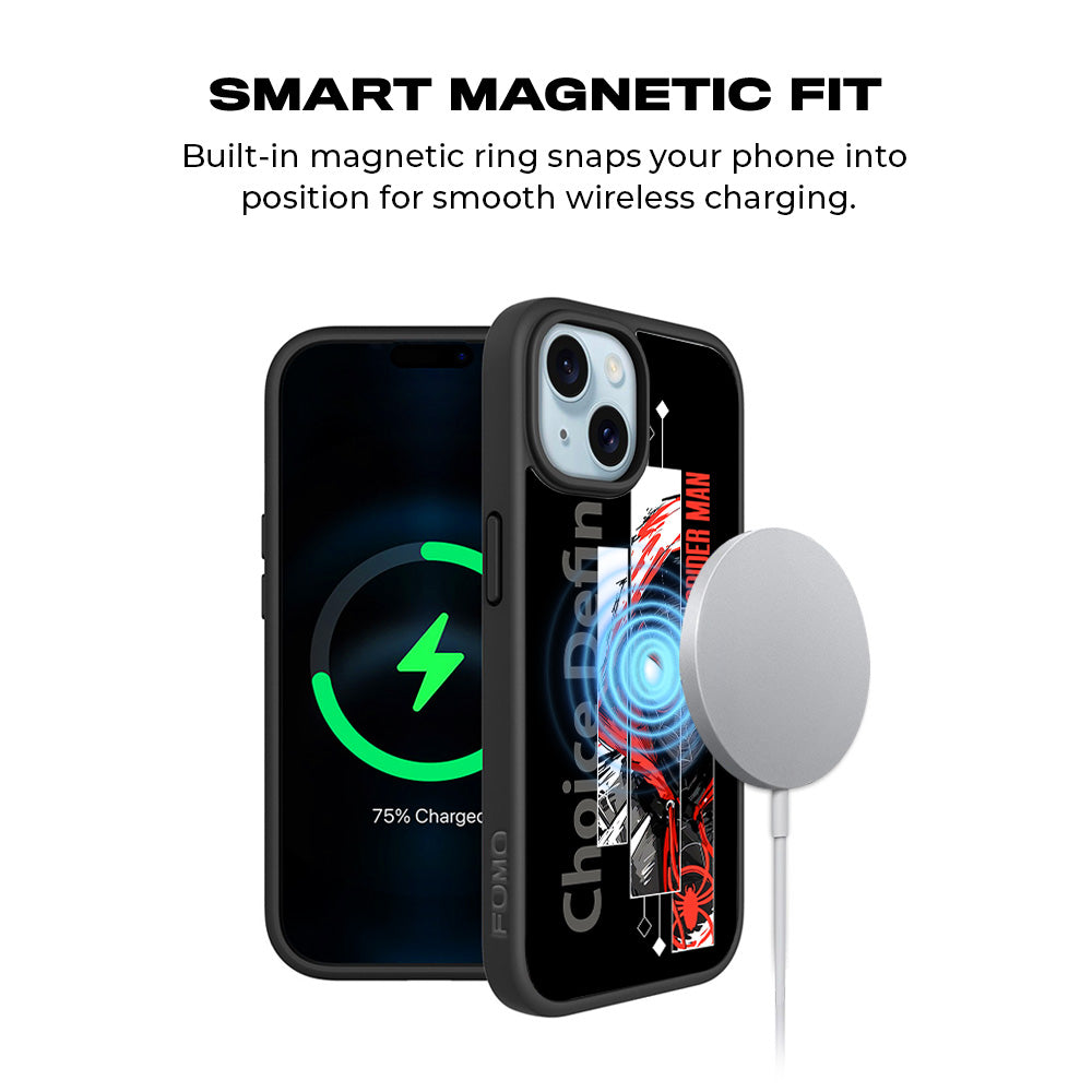 Spider-Man Choice Defines Comics 3D Skin with Shockguard Armour Magsafe Case for Apple iPhone 15
