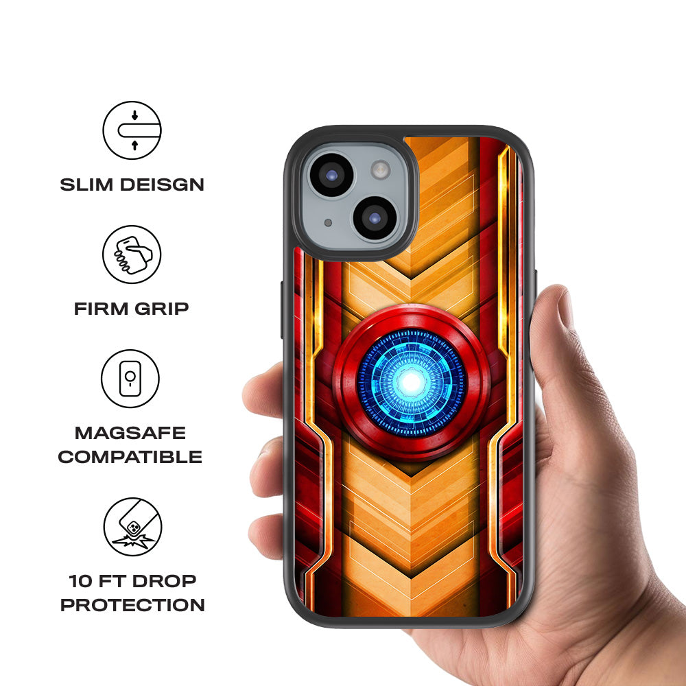 Iron Man Armor 3D Skin with Shockguard Armour Magsafe Case for Apple iPhone 15