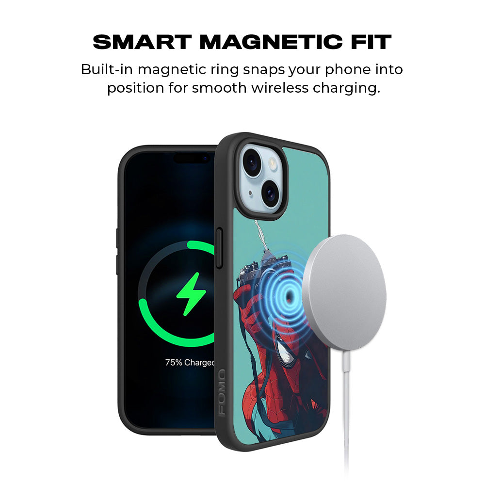 Spider-Man: Picture Perfect Shot 3D Skin with Shockguard Armour Magsafe Case for Apple iPhone 15 Plus