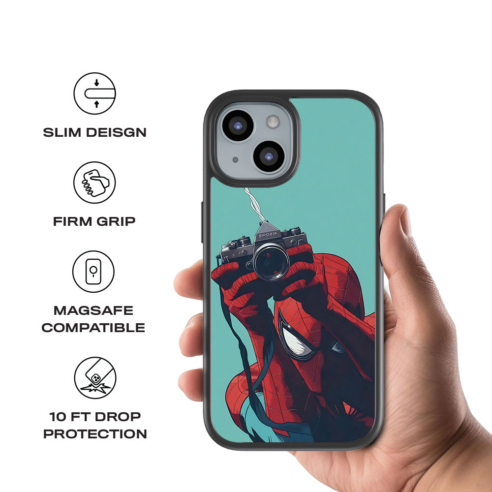 Spider-Man: Picture Perfect Shot 3D Skin with Shockguard Armour Magsafe Case for Apple iPhone 15 Plus