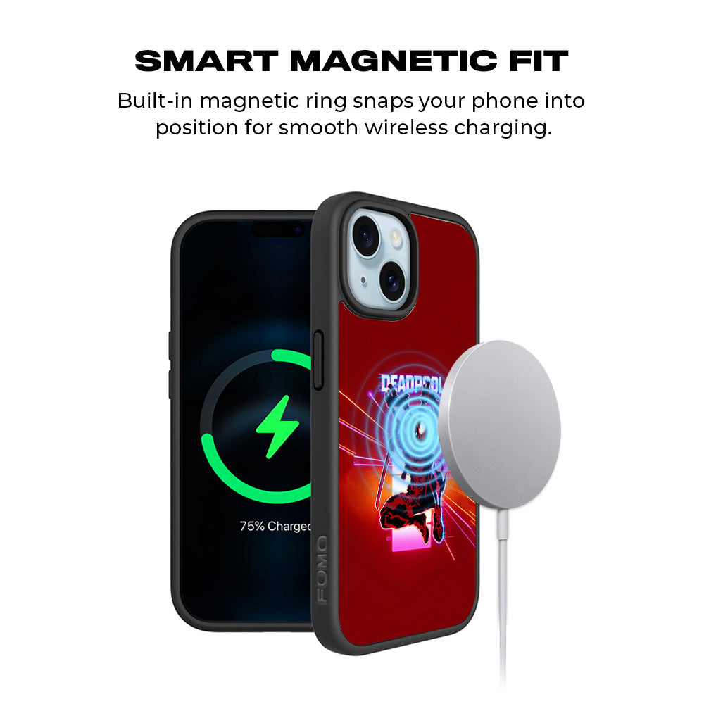 Deadpool Neon Outlaw 3D Skin with Shockguard Armour Magsafe Case for Apple iPhone 15