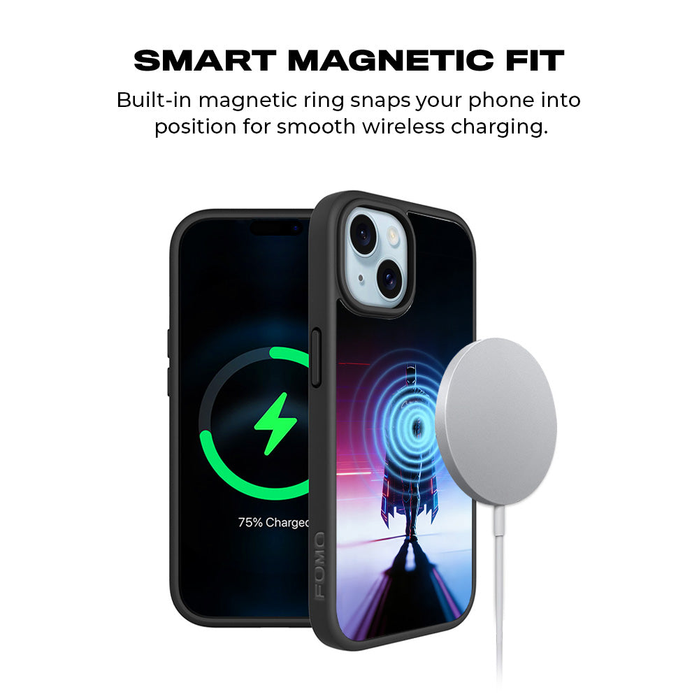 Superhero Neon Streaks 3D Skin with Shockguard Armour Magsafe Case for Apple iPhone 15
