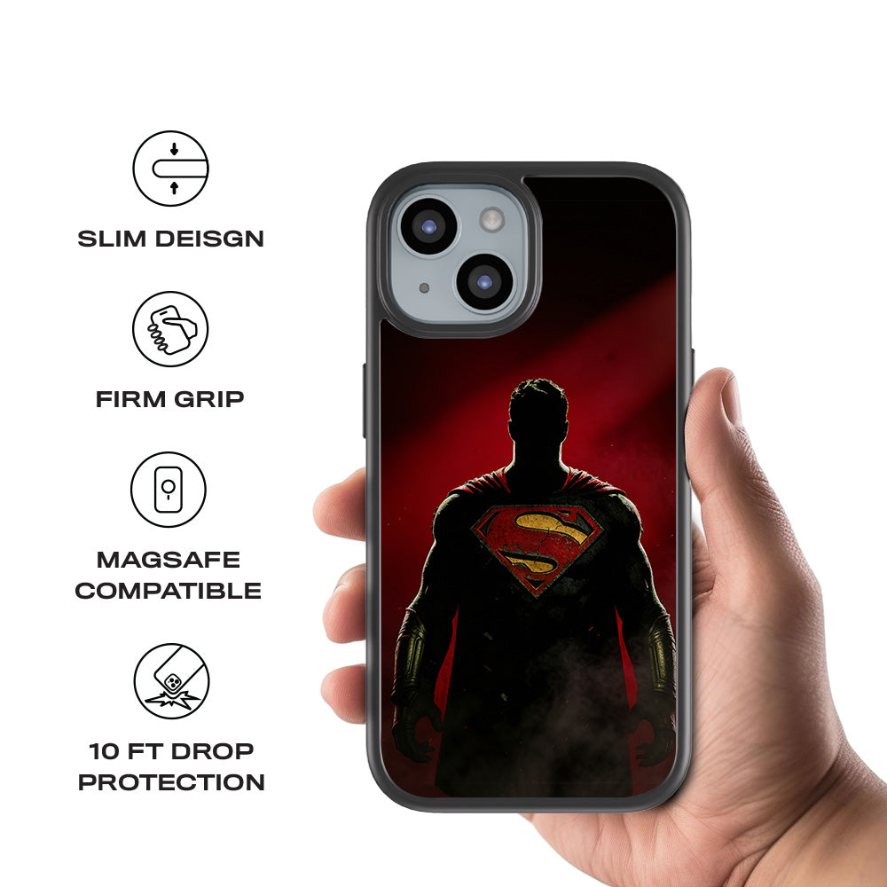 Man of Steel 3D Skin with Shockguard Armour Magsafe Case for Apple iPhone 15