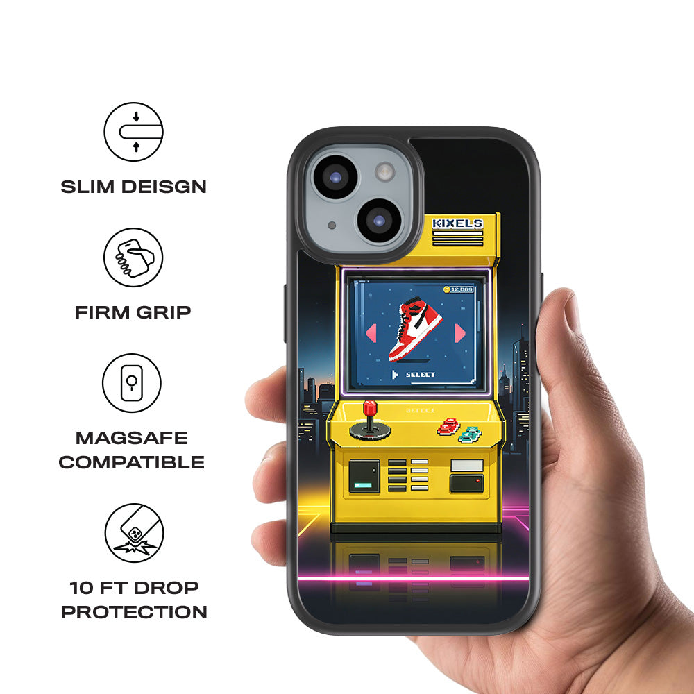 Pixel Sneaker Arcade 3D Skin with Shockguard Armour Magsafe Case for Apple iPhone 15