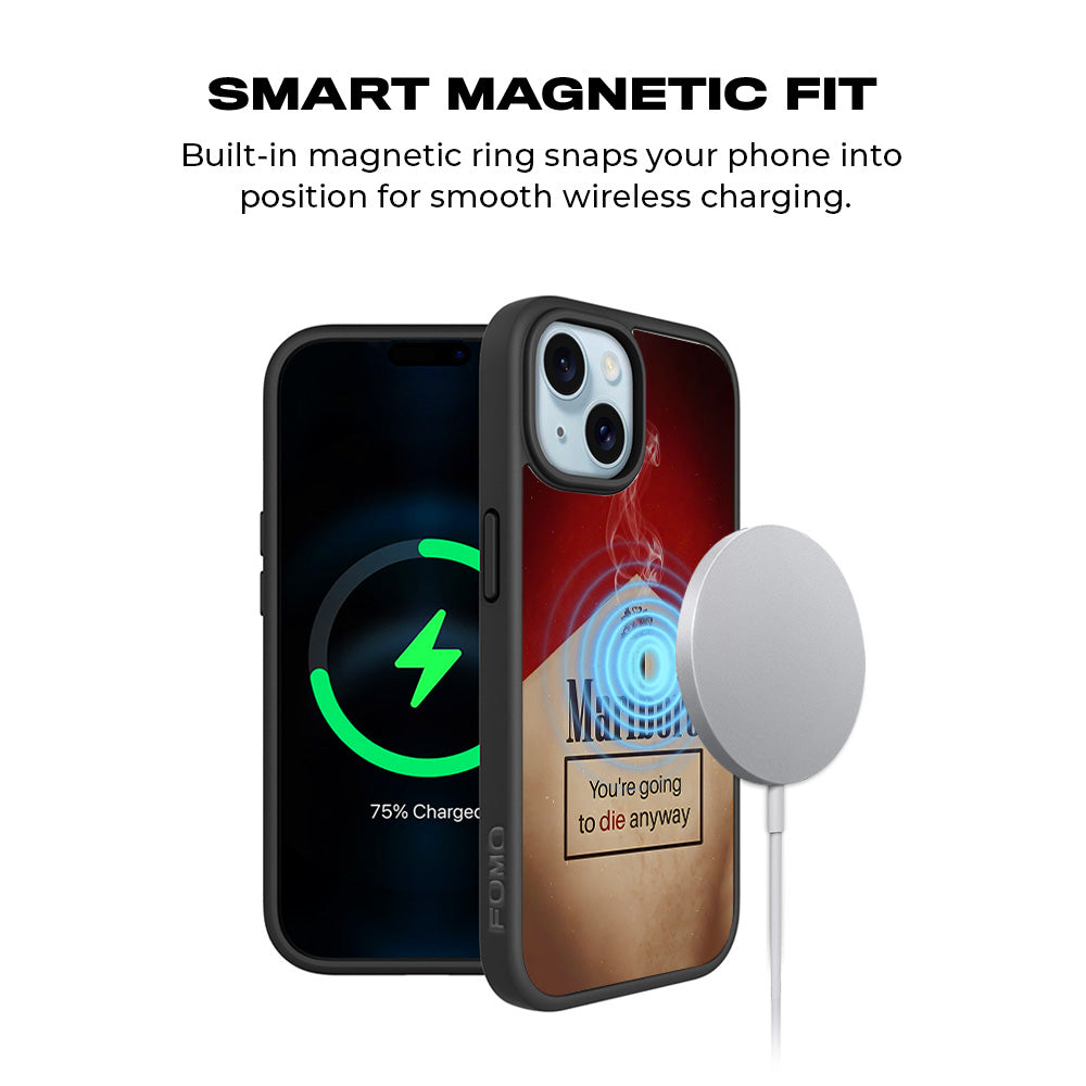 Marlboro Dark Humor 3D Skin with Shockguard Armour Magsafe Case for Apple iPhone 15