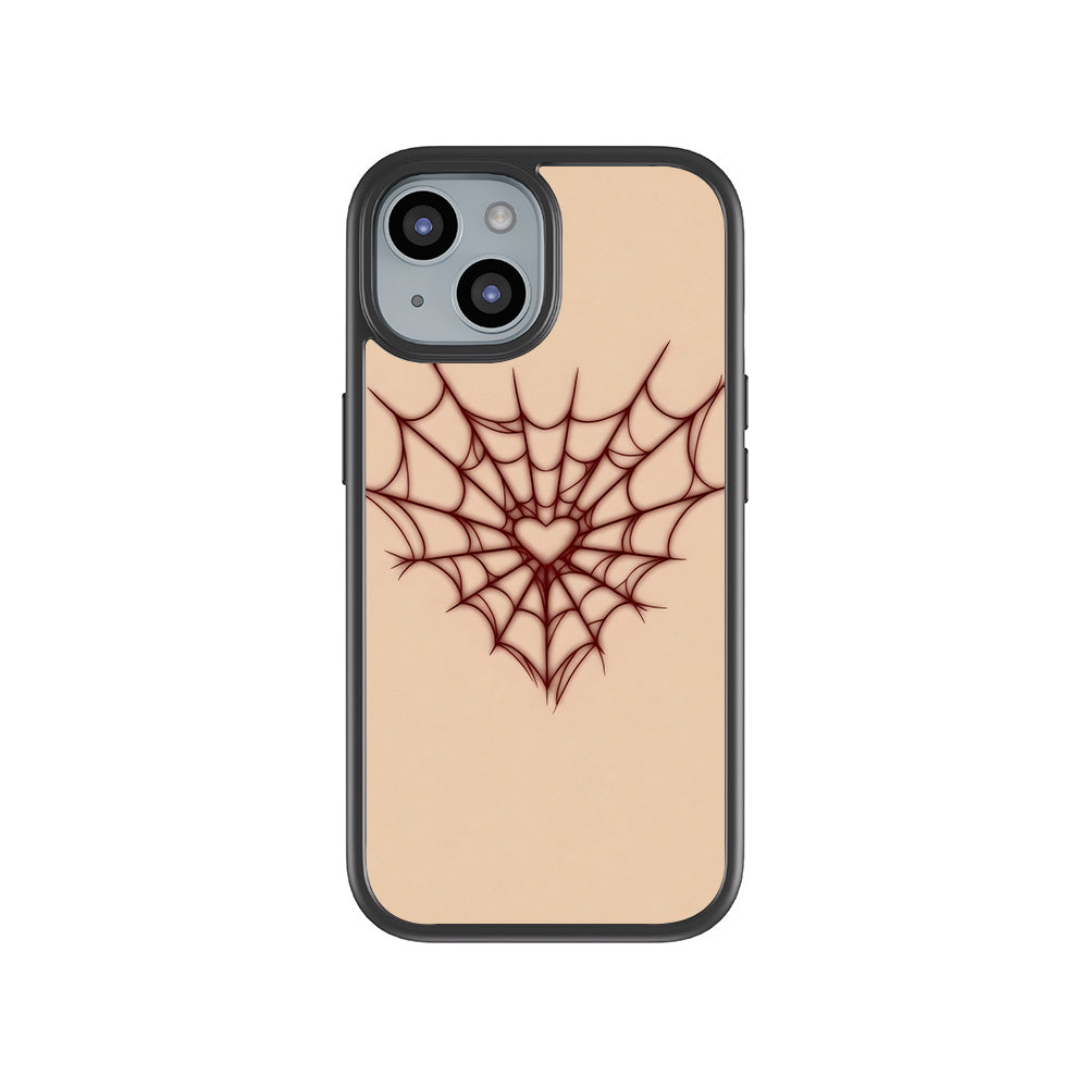 Spider Web Heart 3D Skin with Shockguard Armour Magsafe Case for Apple iPhone 15 Plus