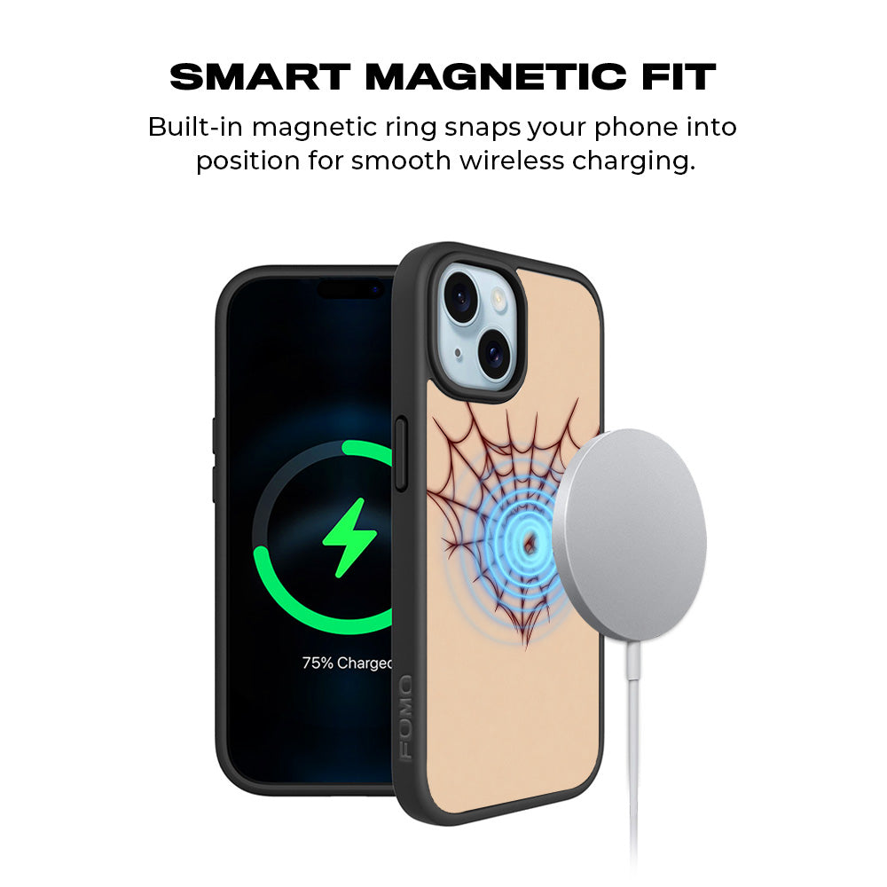 Spider Web Heart 3D Skin with Shockguard Armour Magsafe Case for Apple iPhone 15 Plus