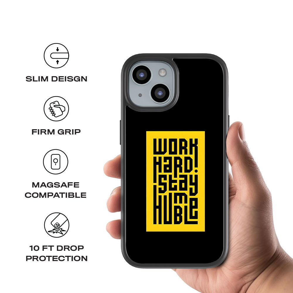 Work Hard Stay Humble 3D Skin with Shockguard Armour Magsafe Case for Apple iPhone 15 Plus