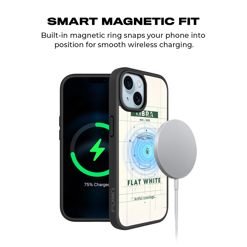 Libra Flat White 3D Skin with Shockguard Armour Magsafe Case for Apple iPhone 15