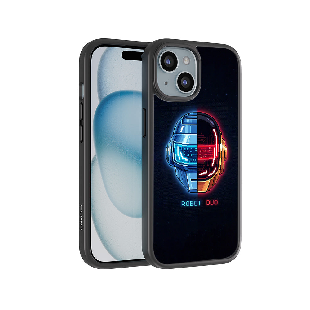 Robot Duo 3D Skin with Shockguard Armour Magsafe Case for Apple iPhone 15 Plus