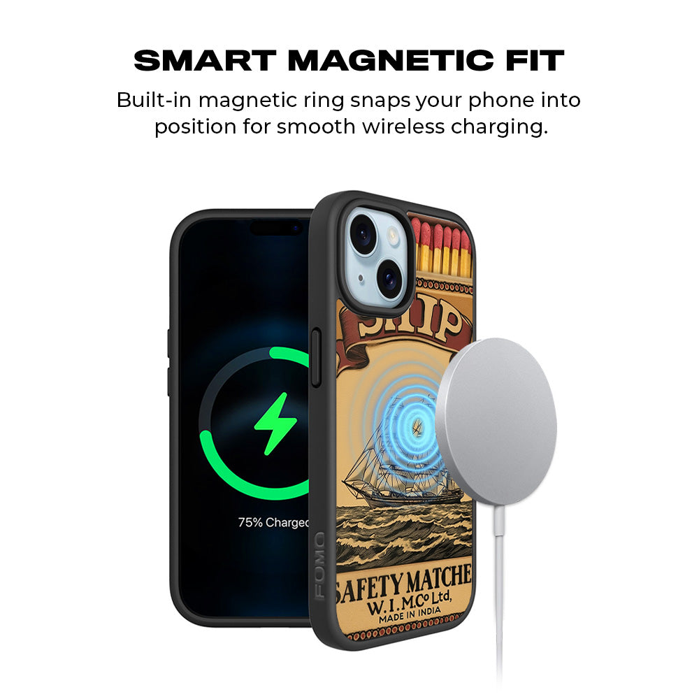 Ship Safety Matches 3D Skin with Shockguard Armour Magsafe Case for Apple iPhone 15
