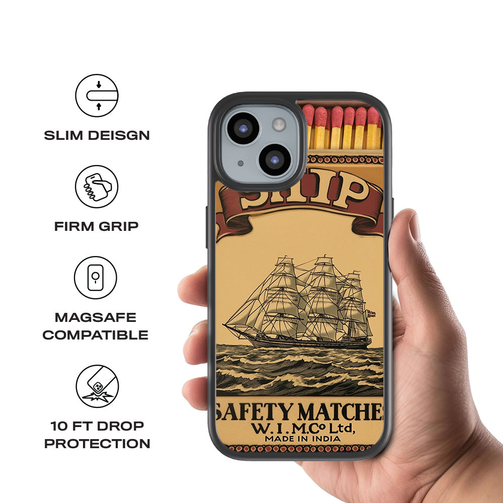 Ship Safety Matches 3D Skin with Shockguard Armour Magsafe Case for Apple iPhone 15