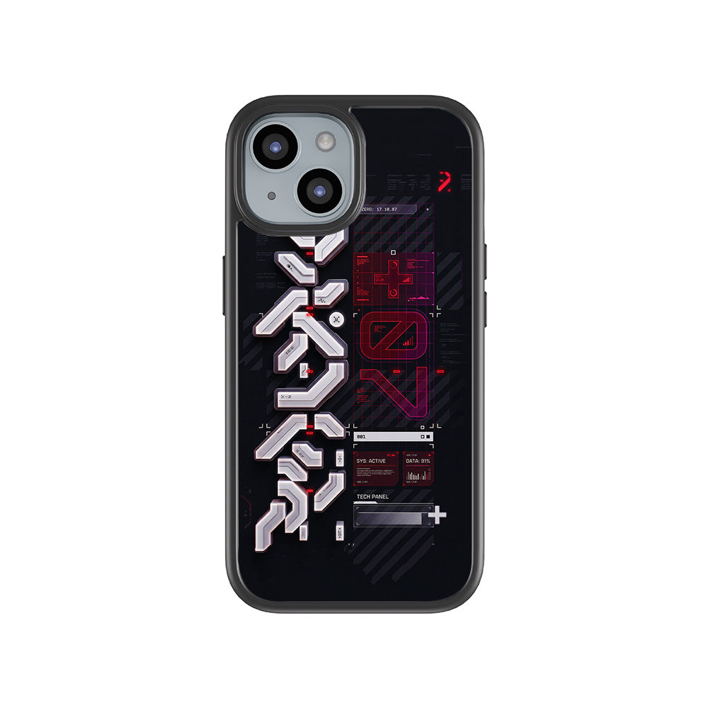 Tech Panel System Update 3D Skin with Shockguard Armour Magsafe Case for Apple iPhone 15