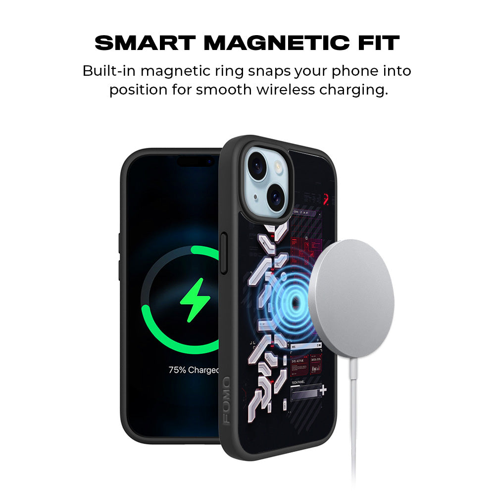 Tech Panel System Update 3D Skin with Shockguard Armour Magsafe Case for Apple iPhone 15