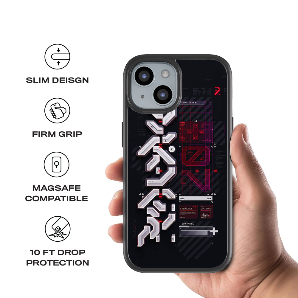 Tech Panel System Update 3D Skin with Shockguard Armour Magsafe Case for Apple iPhone 15