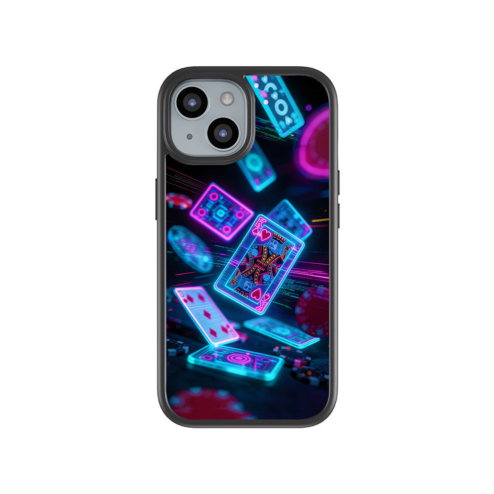 Futuristic Playing Cards 3D Skin with Shockguard Armour Magsafe Case for Apple iPhone 15