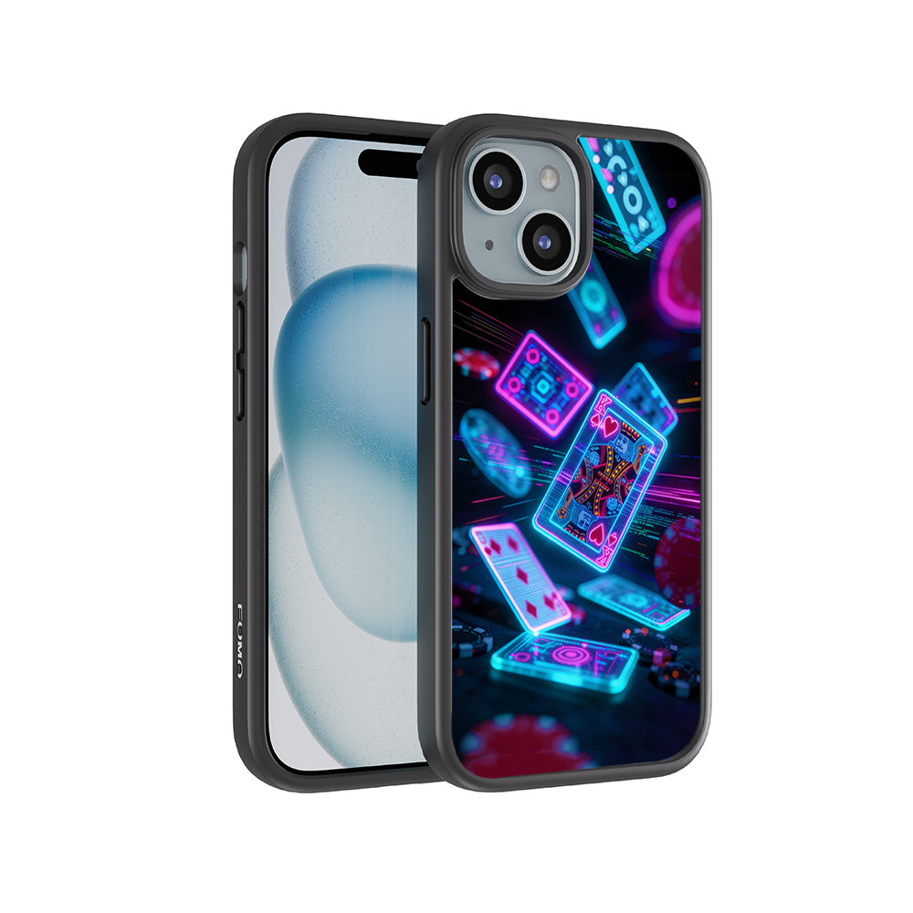 Futuristic Playing Cards 3D Skin with Shockguard Armour Magsafe Case for Apple iPhone 15