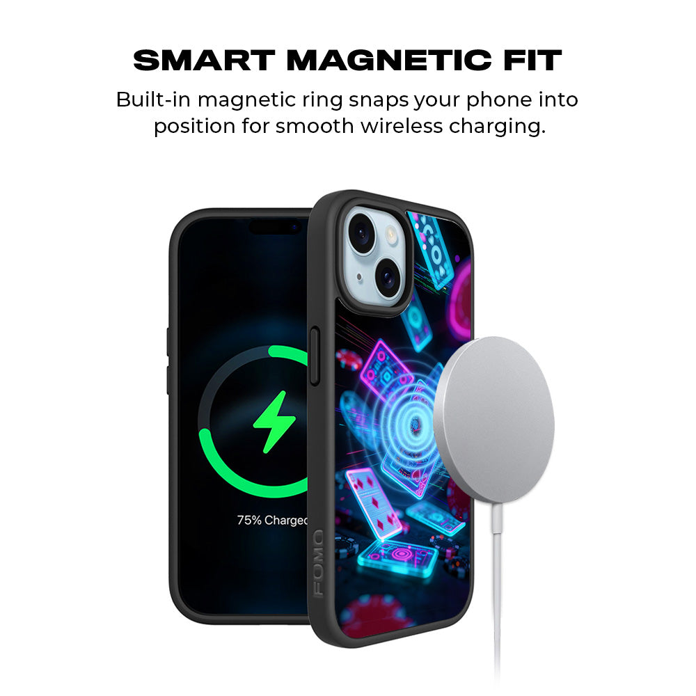 Futuristic Playing Cards 3D Skin with Shockguard Armour Magsafe Case for Apple iPhone 15