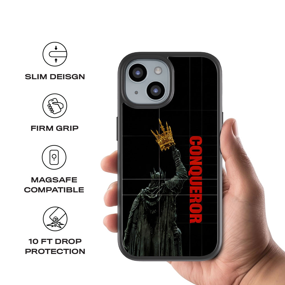 Crowned Conqueror 3D Skin with Shockguard Armour Magsafe Case for Apple iPhone 15