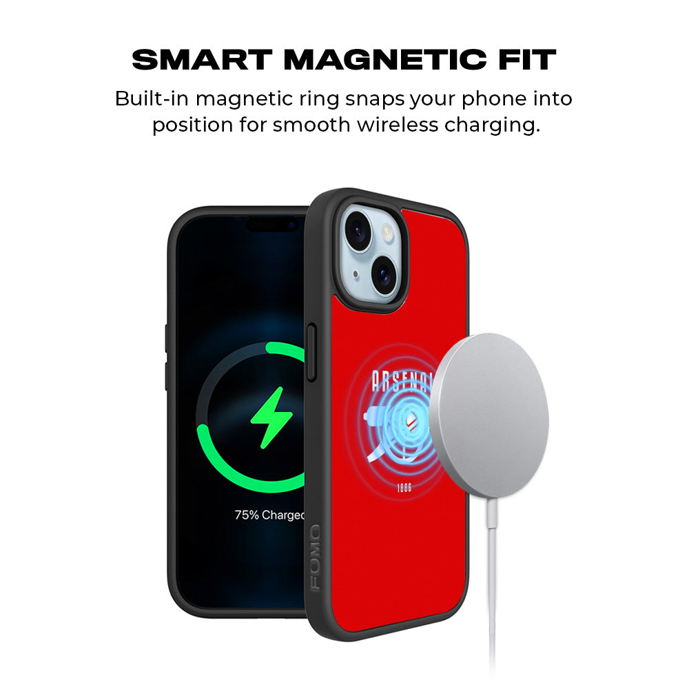 Arsenal Cannon Sports 3D Skin with Shockguard Armour Magsafe Case for Apple iPhone 15