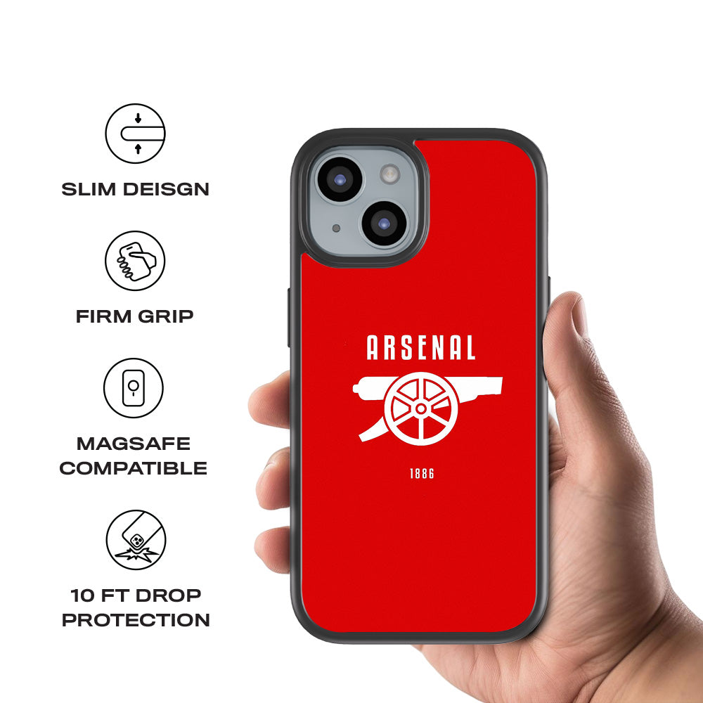 Arsenal Cannon Sports 3D Skin with Shockguard Armour Magsafe Case for Apple iPhone 15