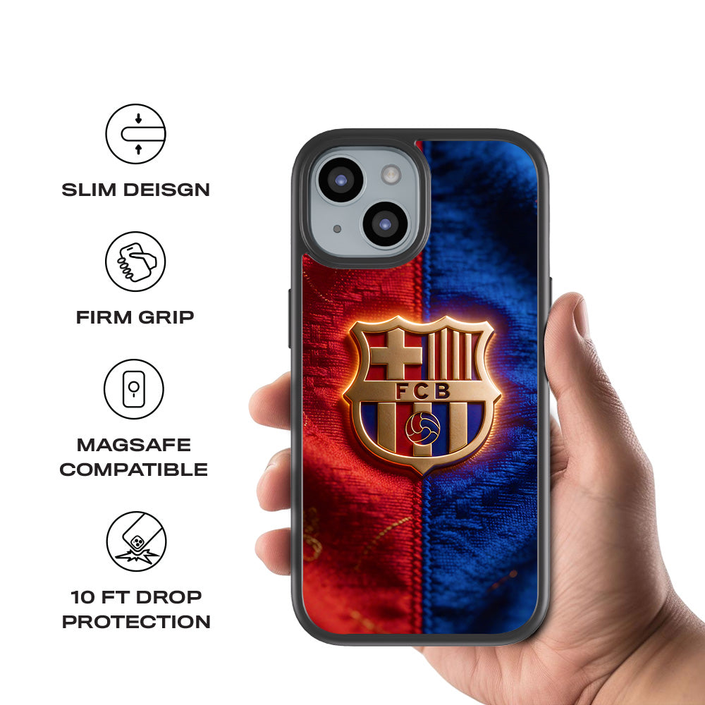 FC Barcelona Sports 3D Skin with Shockguard Armour Magsafe Case for Apple iPhone 15