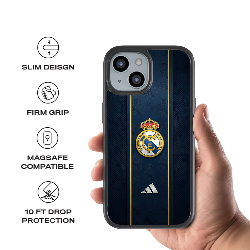 Real Madrid Sports 3D Skin with Shockguard Armour Magsafe Case for Apple iPhone 15