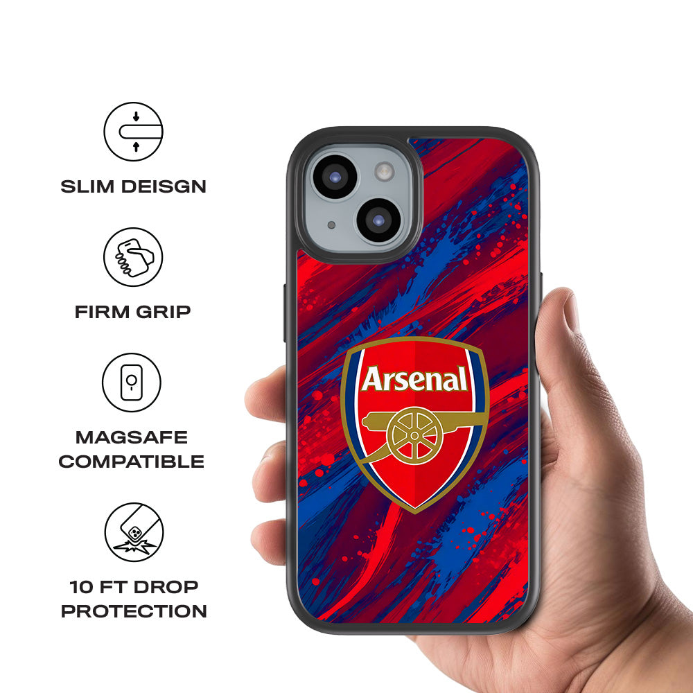 Arsenal Modern Crest Sports 3D Skin with Shockguard Armour Magsafe Case for Apple iPhone 15