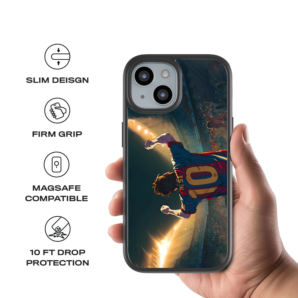 Rising Champion Messi 3D Skin with Shockguard Armour Magsafe Case for Apple iPhone 15