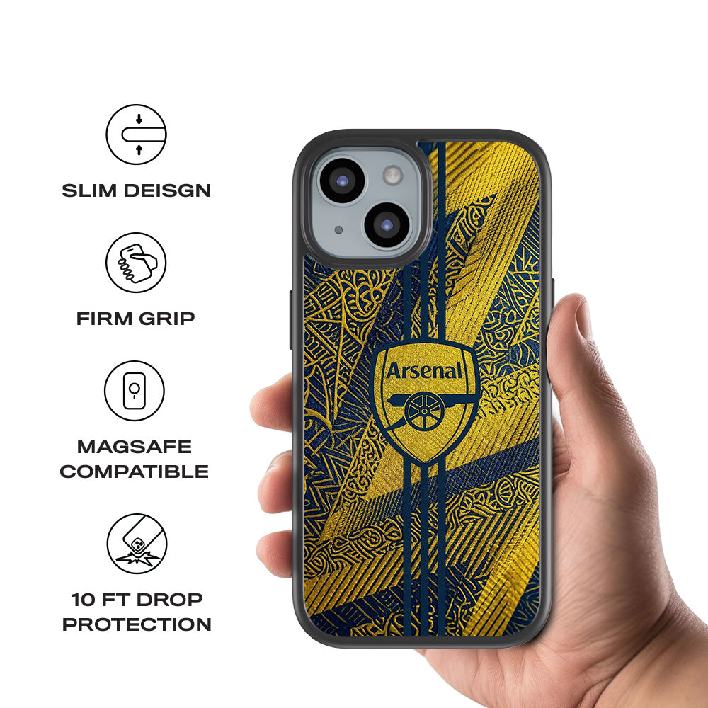 Arsenal Alternate Kit Sports 3D Skin with Shockguard Armour Magsafe Case for Apple iPhone 15 Plus