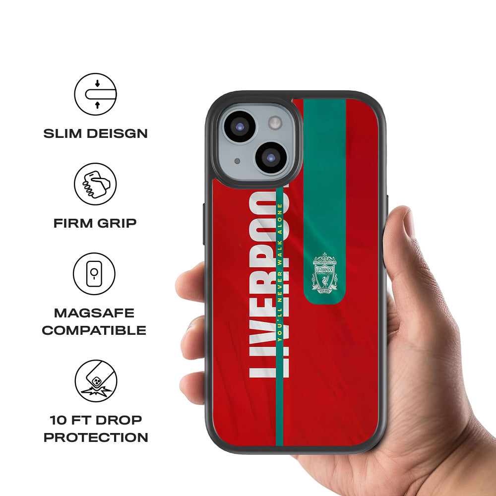 Liverpool You Will Never Walk Alone Sports 3D Skin with Shockguard Armour Magsafe Case for Apple iPhone 15 Plus