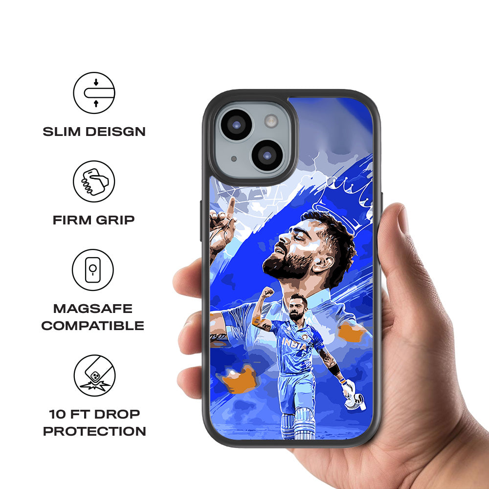 Virat Kohli Champion Sports 3D Skin with Shockguard Armour Magsafe Case for Apple iPhone 15