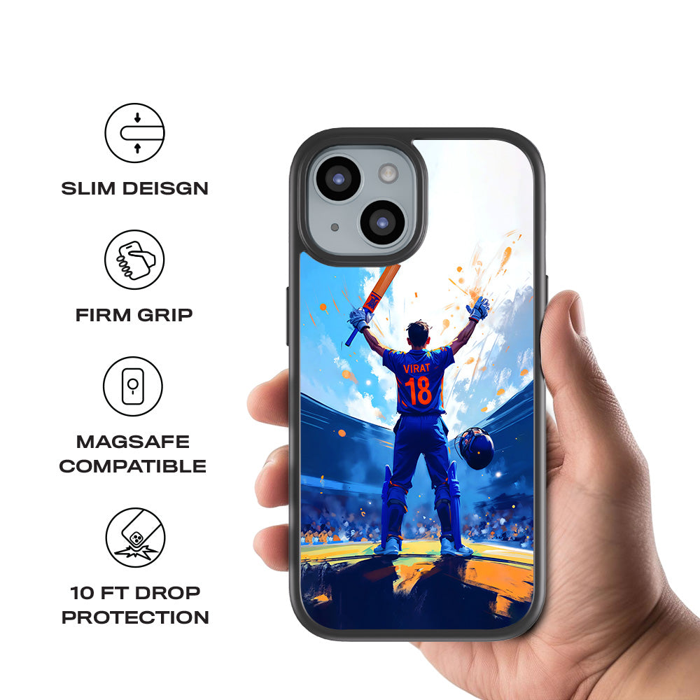 King Virat Kohli Sports 3D Skin with Shockguard Armour Magsafe Case for Apple iPhone 15