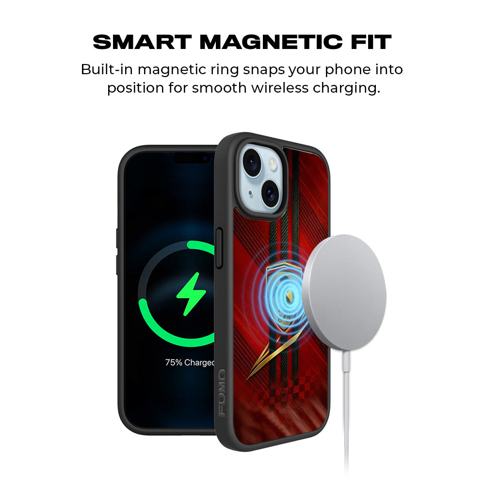 Ferrari 3D Skin with Shockguard Armour Magsafe Case for Apple iPhone 15 Plus