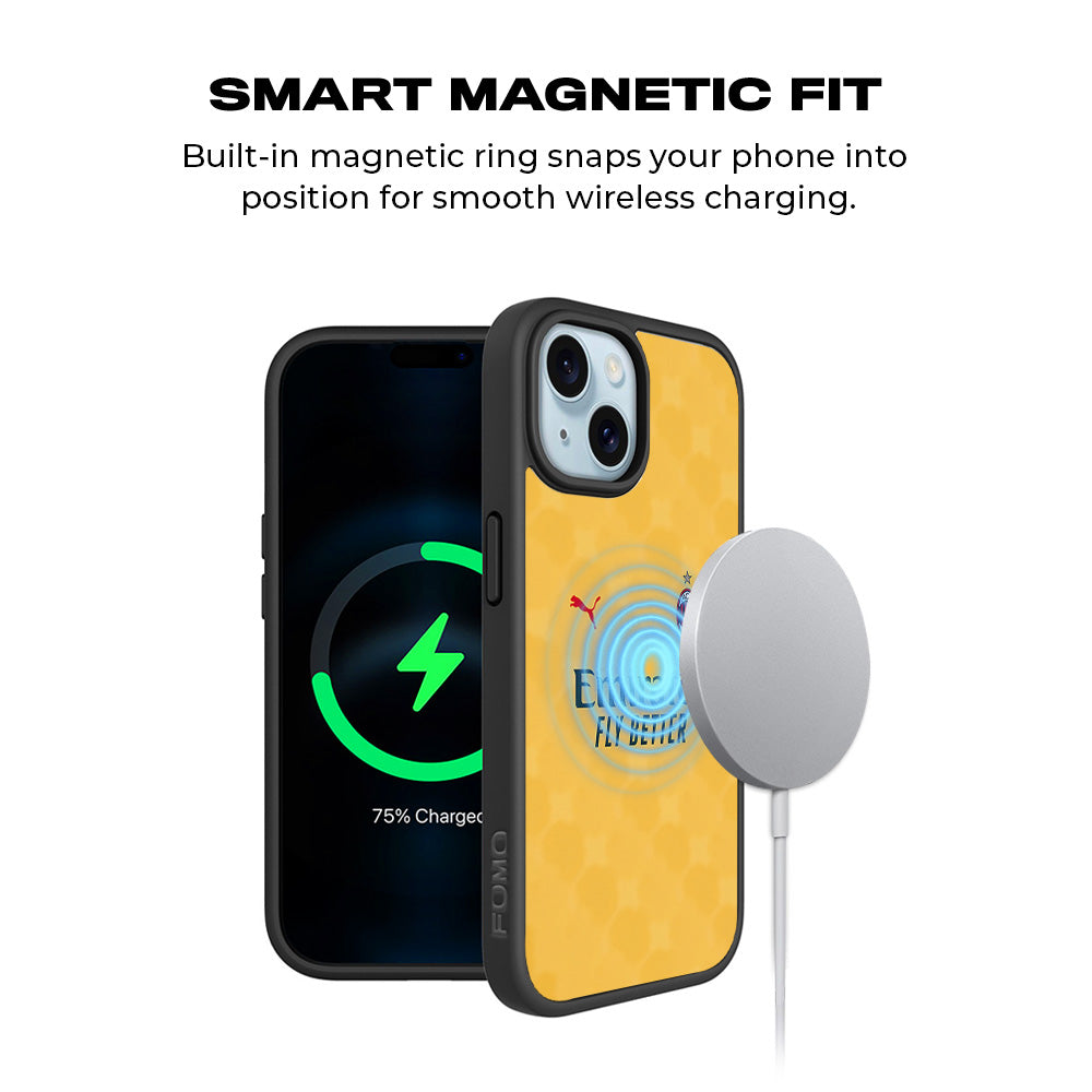 Emirates Yellow 3D Skin with Shockguard Armour Magsafe Case for Apple iPhone 15