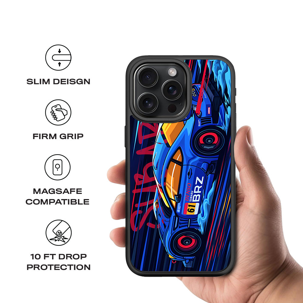 Subaru BRZ 3D Skin with Shockguard Armour Magsafe Case for Apple iPhone 15 Pro