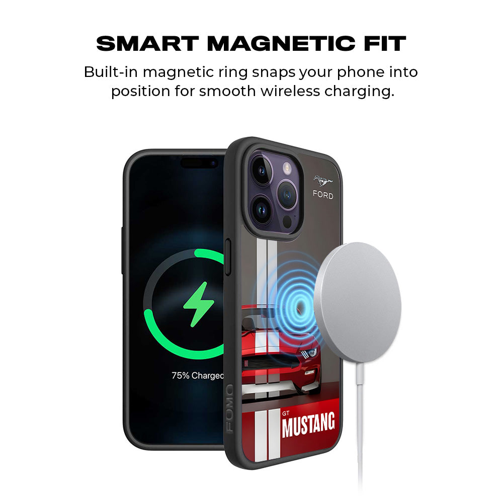 Ford GT Mustang 3D Skin with Shockguard Armour Magsafe Case for Apple iPhone 15 Pro