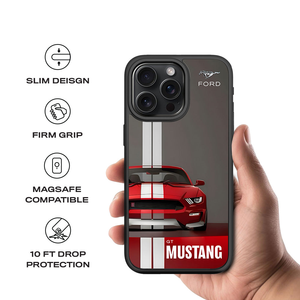 Ford GT Mustang 3D Skin with Shockguard Armour Magsafe Case for Apple iPhone 15 Pro