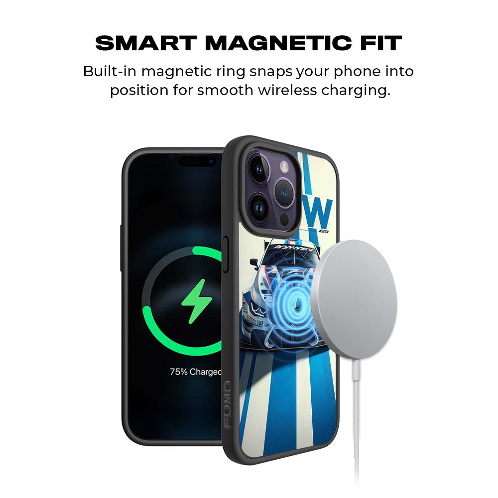 BMW GT Racing 3D Skin with Shockguard Armour Magsafe Case for Apple iPhone 15 Pro Max