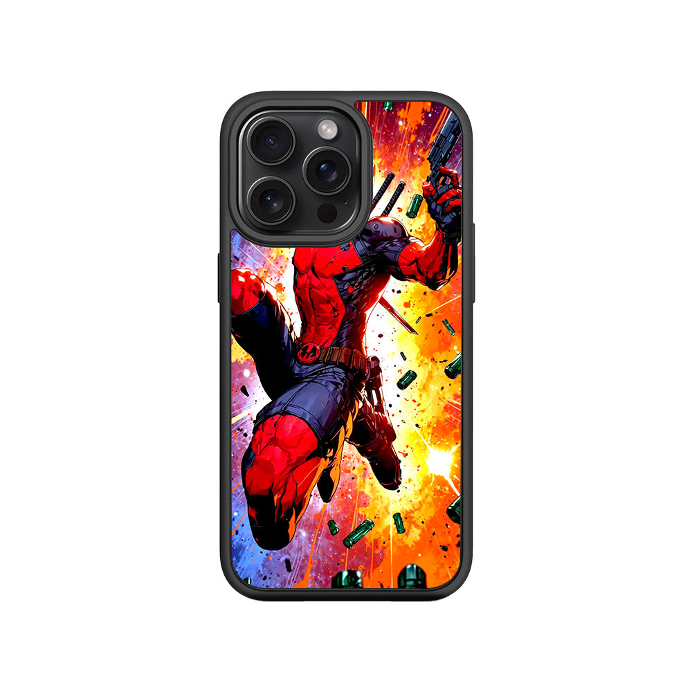 Deadpool Crimson Comics 3D Skin with Shockguard Armour Magsafe Case for Apple iPhone 15 Pro
