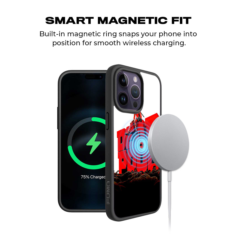 Deadpool on Top of Mayhem Comics 3D Skin with Shockguard Armour Magsafe Case for Apple iPhone 15 Pro