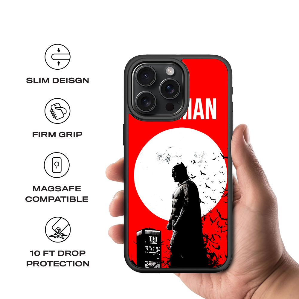 Batman Night Over Comics 3D Skin with Shockguard Armour Magsafe Case for Apple iPhone 15 Pro