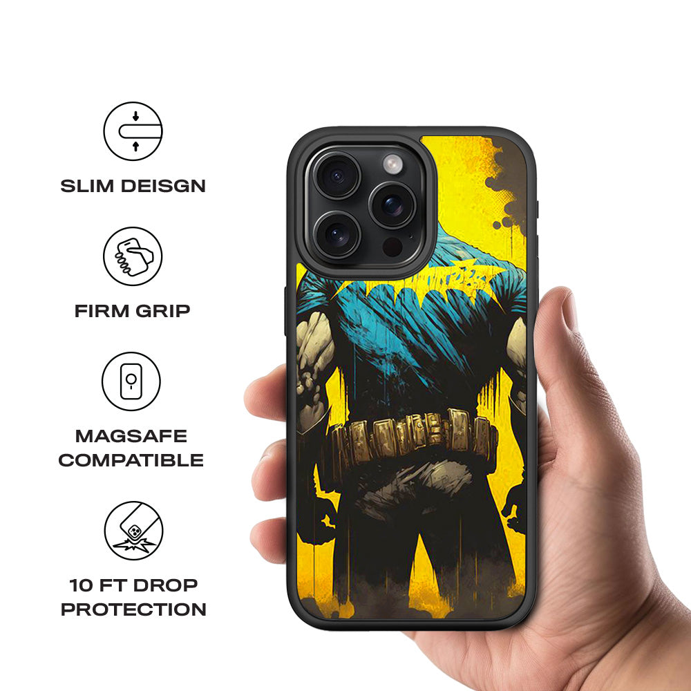 Batman Painted in Shadows Comics 3D Skin with Shockguard Armour Magsafe Case for Apple iPhone 15 Pro Max