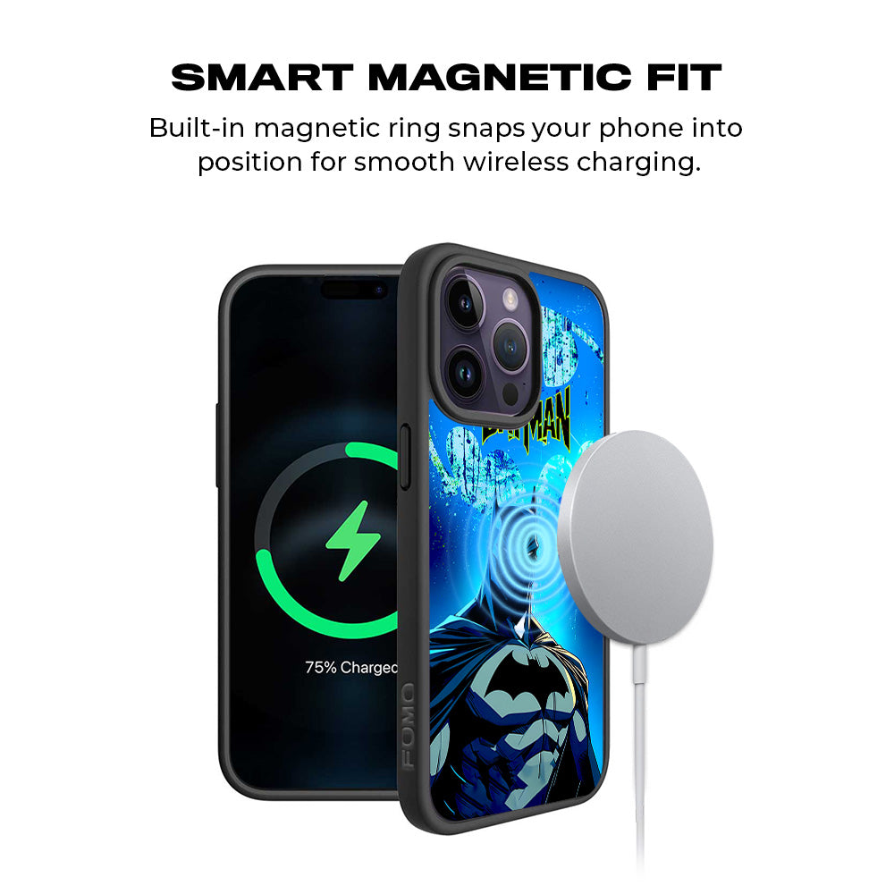 Batman Dark Knight Bright Style Comics 3D Skin with Shockguard Armour Magsafe Case for Apple iPhone 15 Pro