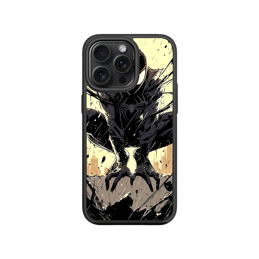 The Venomous Shadow in Black Silence Comics 3D Skin with Shockguard Armour Magsafe Case for Apple iPhone 15 Pro