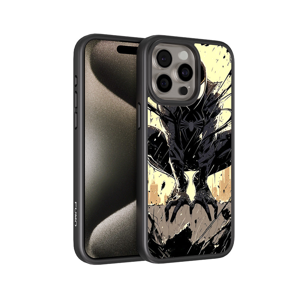 The Venomous Shadow in Black Silence Comics 3D Skin with Shockguard Armour Magsafe Case for Apple iPhone 15 Pro