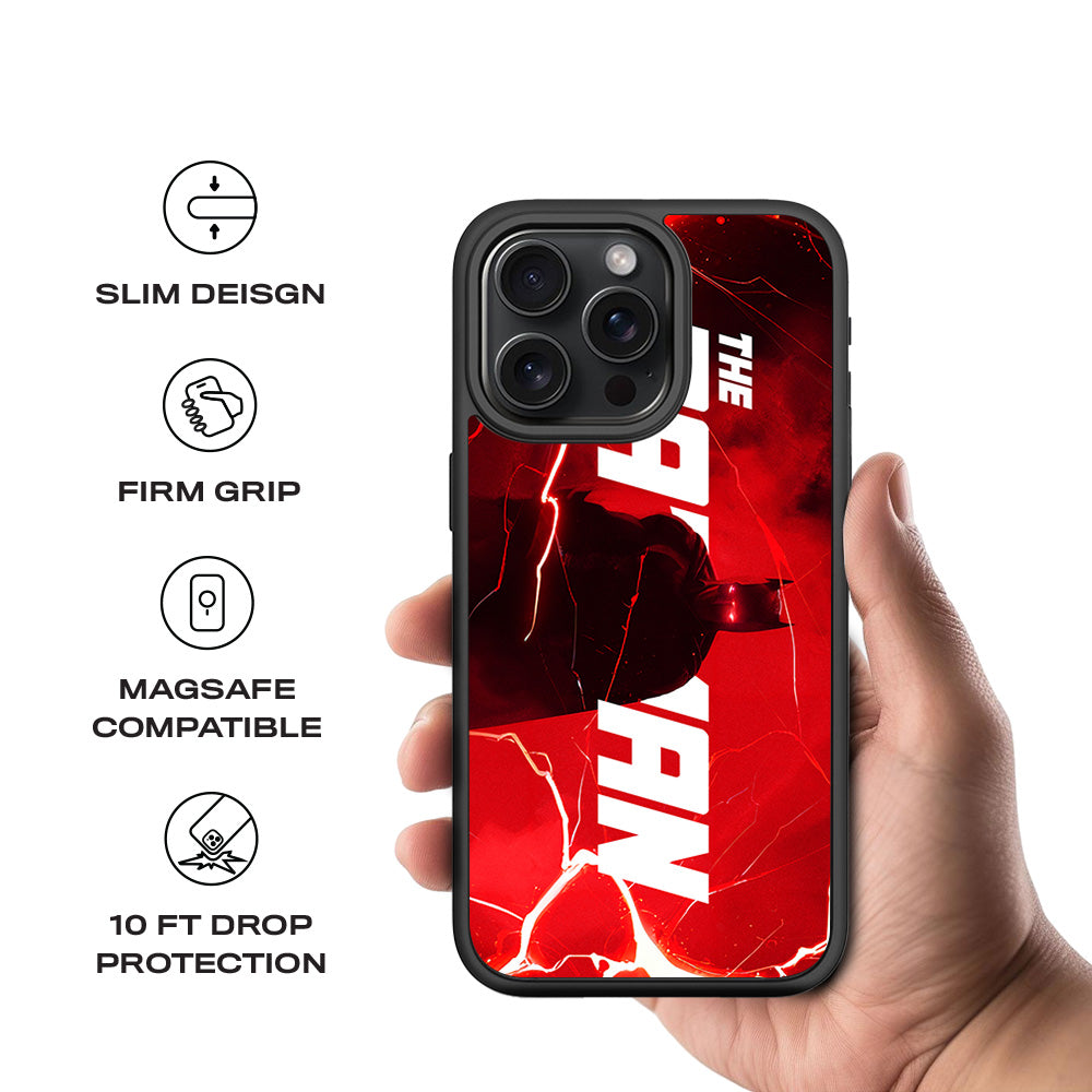 Red Rage Batman Comics 3D Skin with Shockguard Armour Magsafe Case for Apple iPhone 15 Pro Max
