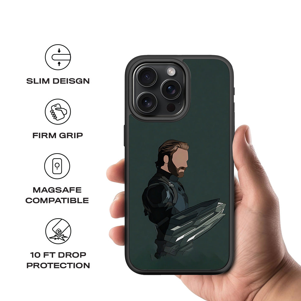 Cap's Shield 3D Skin with Shockguard Armour Magsafe Case for Apple iPhone 15 Pro