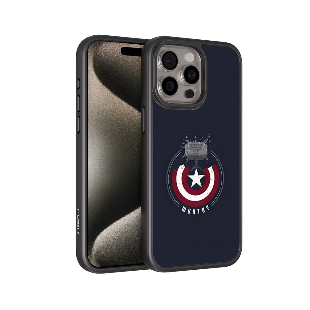 Captain America's Worthy Shield 3D Skin with Shockguard Armour Magsafe Case for Apple iPhone 15 Pro